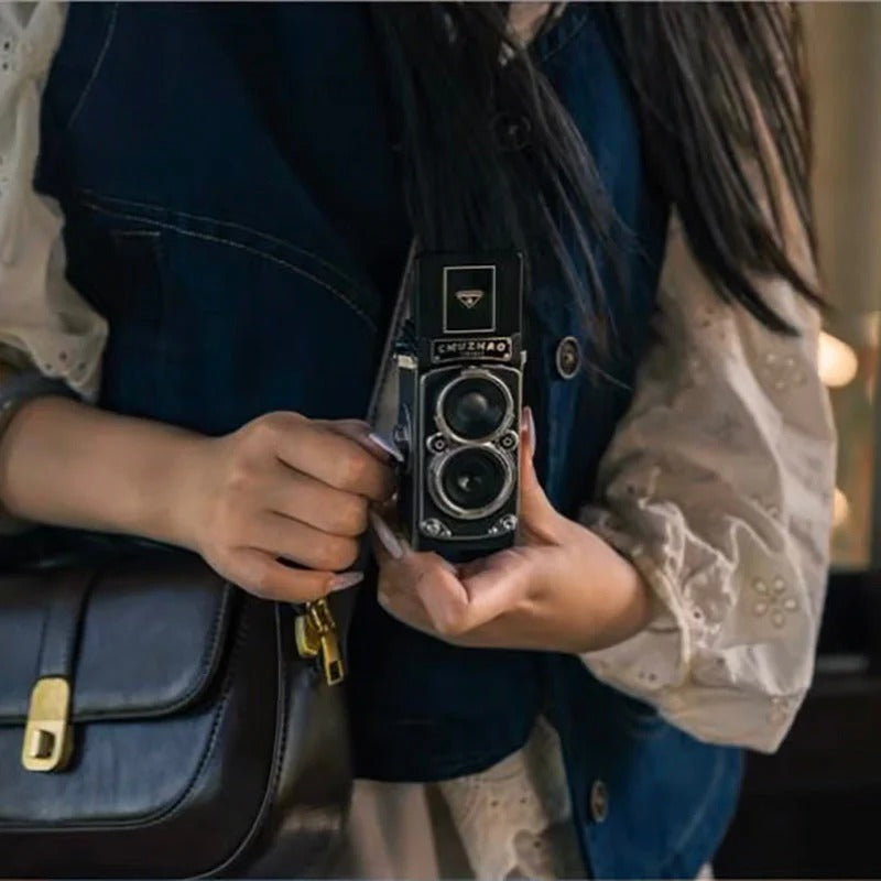 CHUZHAO Cámara Digital Retro Mini - Estilo TLR Vintage