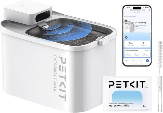 Fuente de agua PETKIT 3 L inalámbrica con filtro y app.