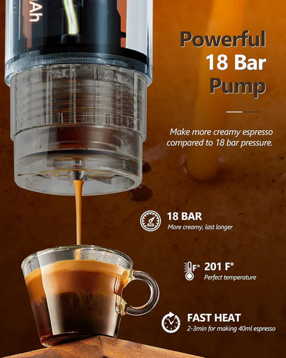 Cafetera Portátil de 12V para Viaje - Verde Bosque