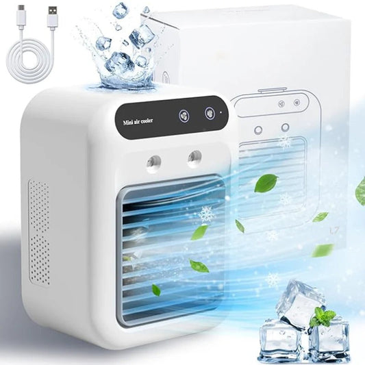 Aire acondicionado portátil mini con función de enfriamiento y humidificación.
