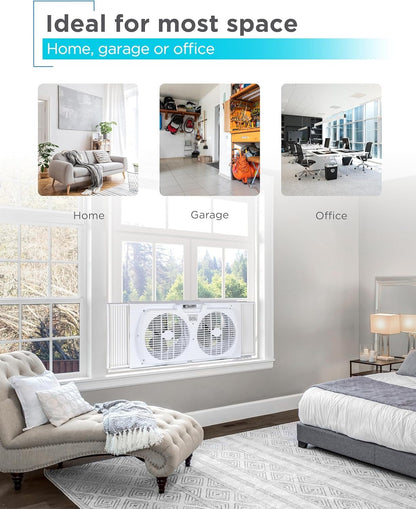 Ventilador de Ventana Dual BLACK+DECKER de 9" con 2 Velocidades y Paneles Extensibles